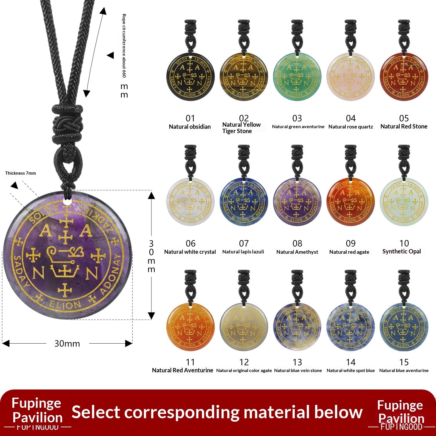 Seven Archangels Natural Crystal Pendant Crystal Necklace