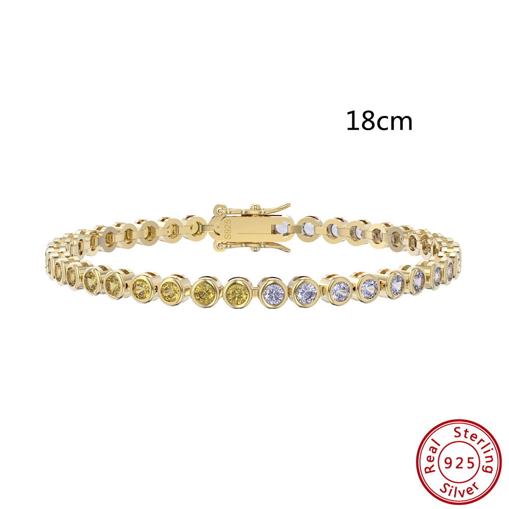 S925 Sterling Silver Two-tone Zircon Fashion All-match Bracelet