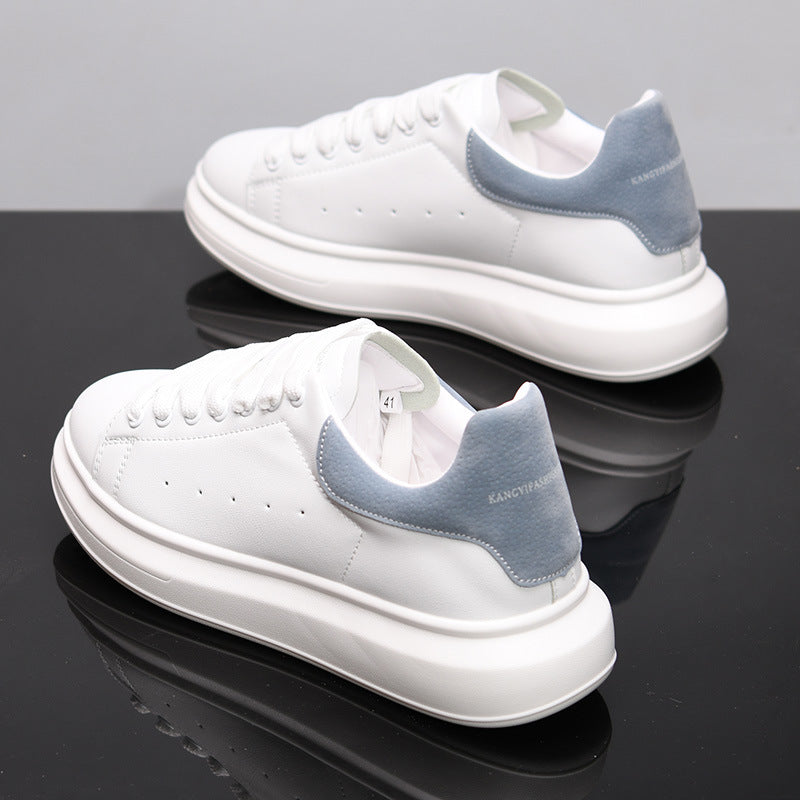 Mens Spring Leather White Shoes In Korean Style