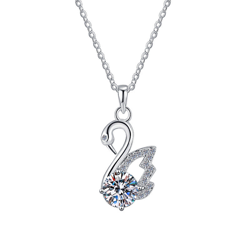 Pure Silver Women's Light Luxury Niche Swan Necklace