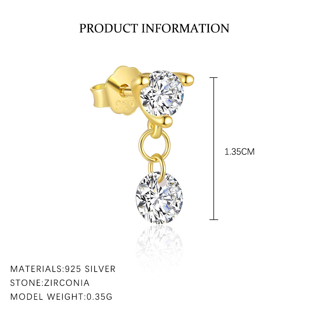 Silver Tassel Zircon Earrings For Women