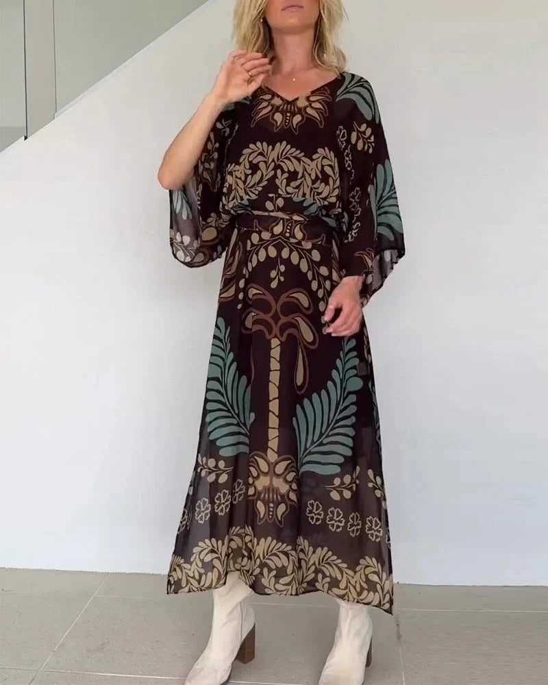 Lace-up Ethnic Bohemian Chiffon Dress