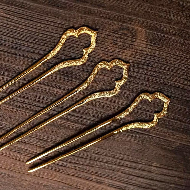 Gold-plated Vintage U-shaped Hairpin