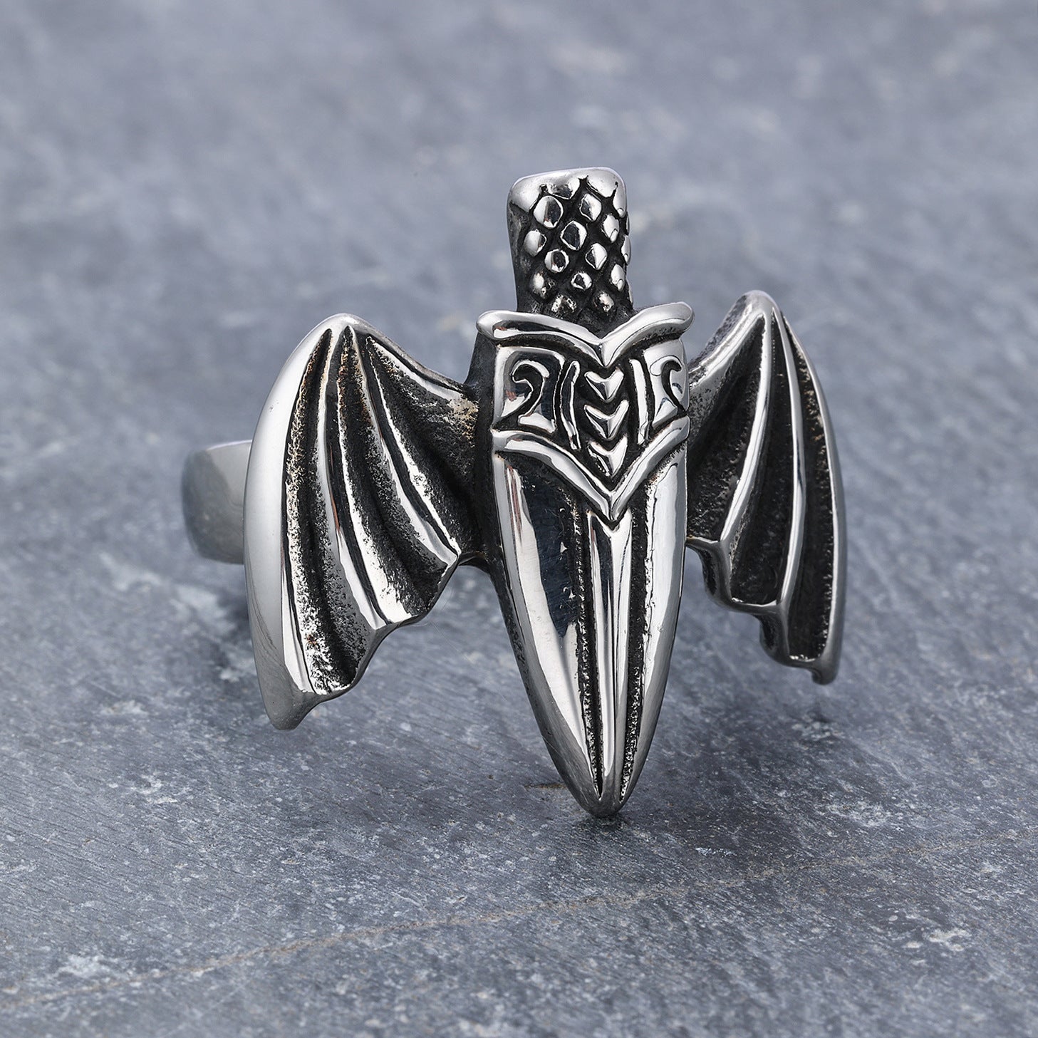 Creative Bat Wing Sword Titanium Steel Ring