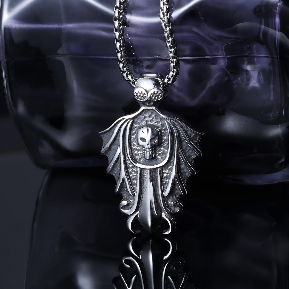 Dark-style Retro Skull And Bat Titanium Steel Pendant