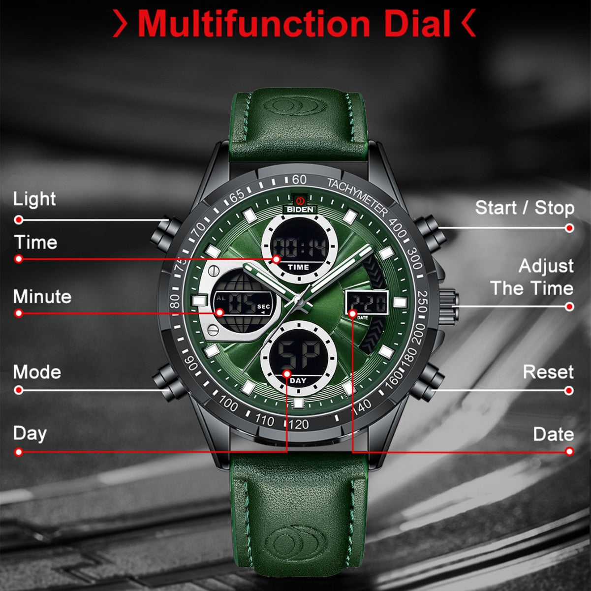 Mens Sports PU Leather Belt Quartz Watch