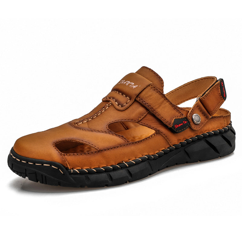 Mens Trendy Large-size Sandals With Velcro And Stitched Detailing