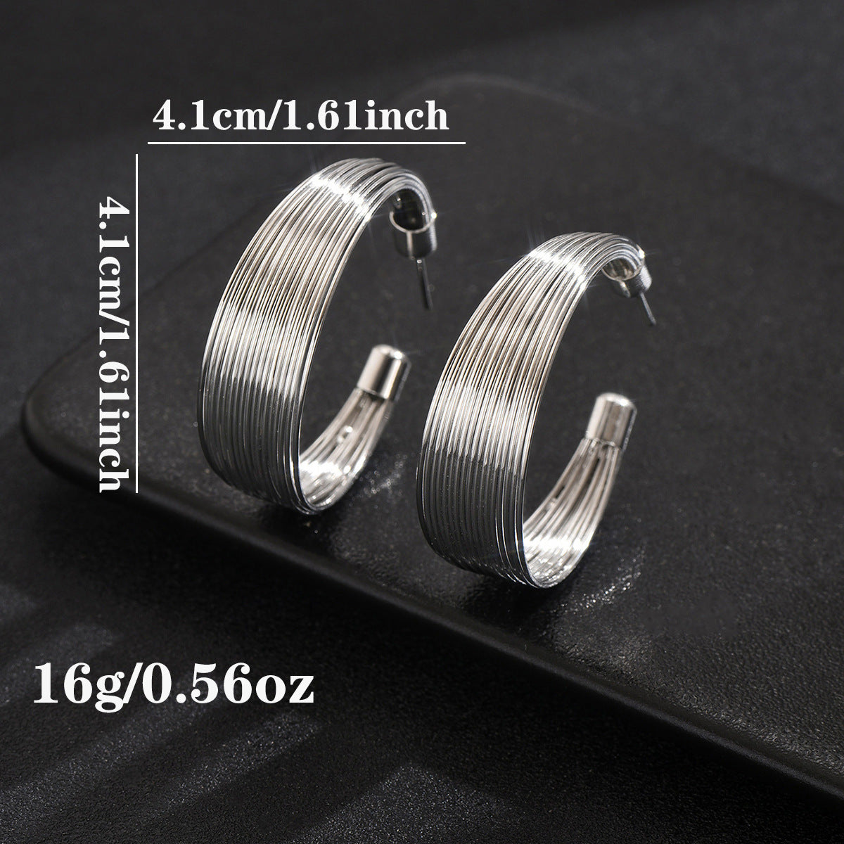 Womens Metallic Circular Multi-layered High-tech Minimalist Fashion Earrings