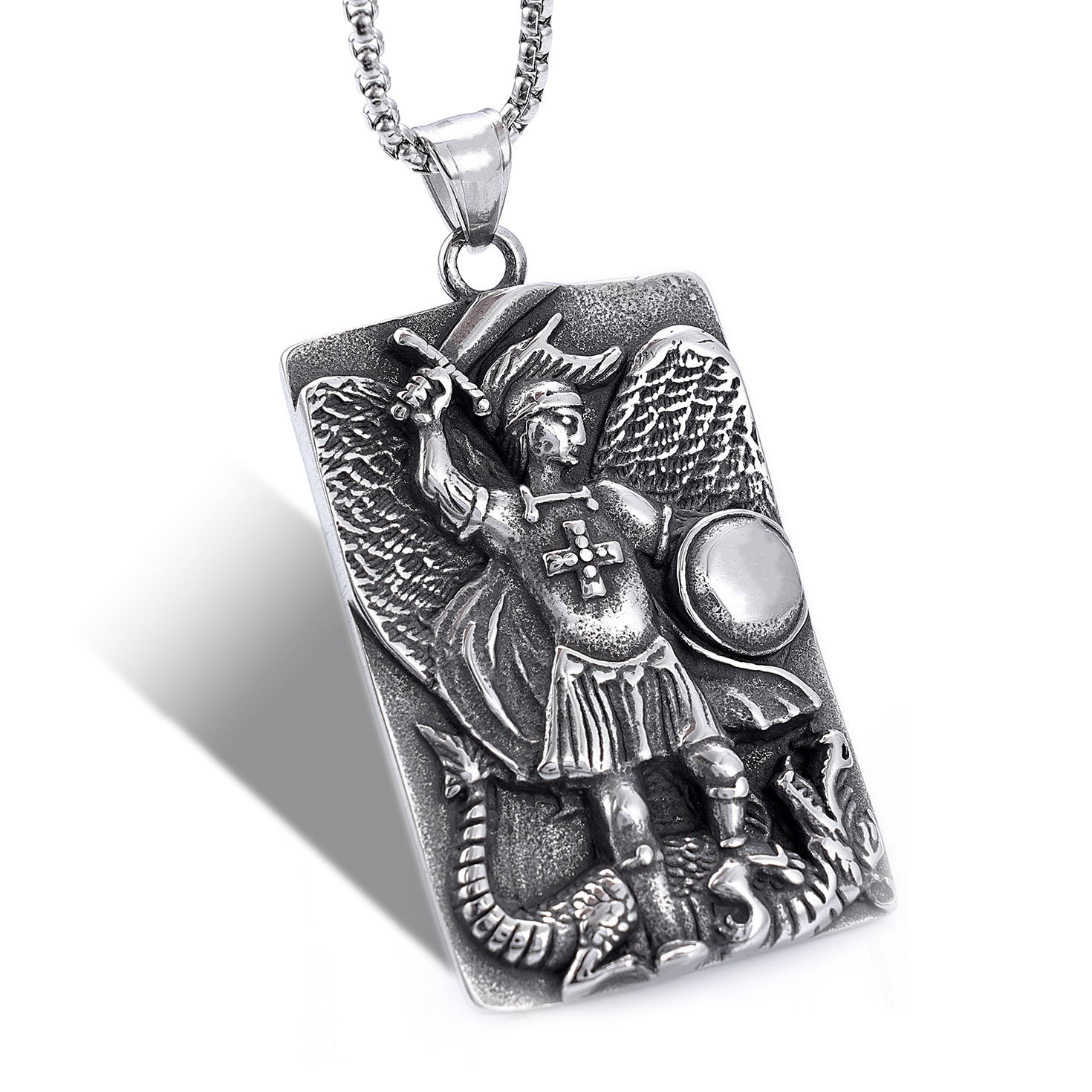 Titanium Steel Necklace Pendant With A Knight Design In A Vintage Style