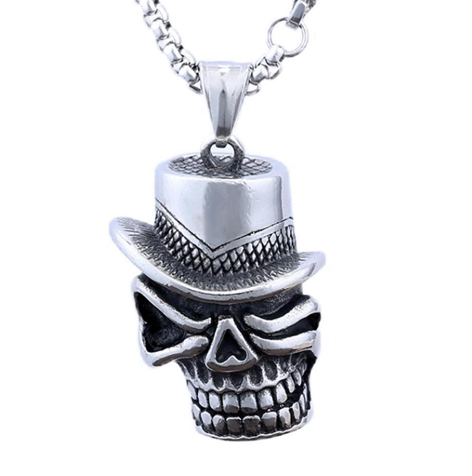 Retro Titanium Steel Gentleman Skull Pendant