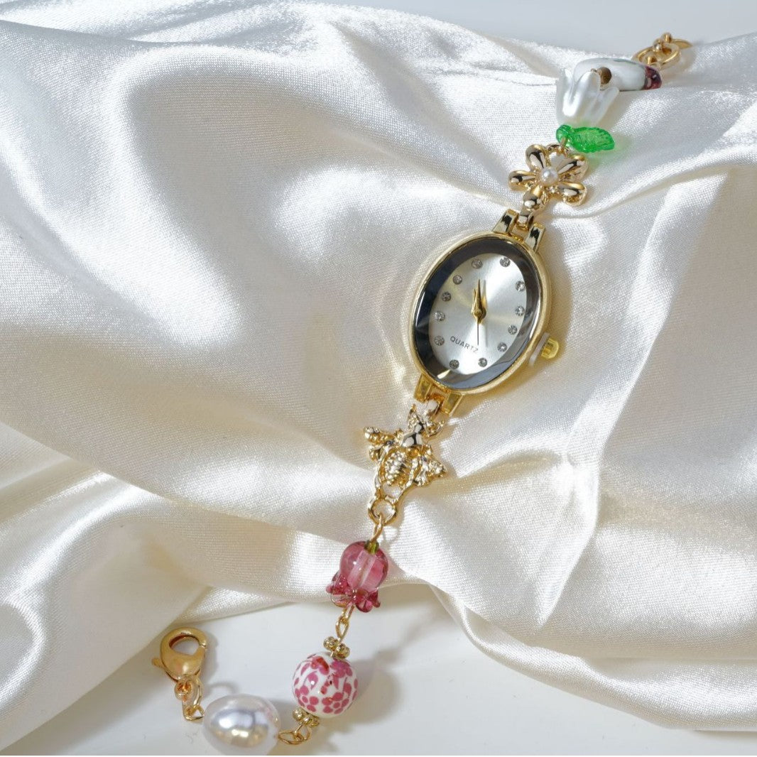 Elegant Light-luxury Diamond-encrusted Vintage Oval Watch