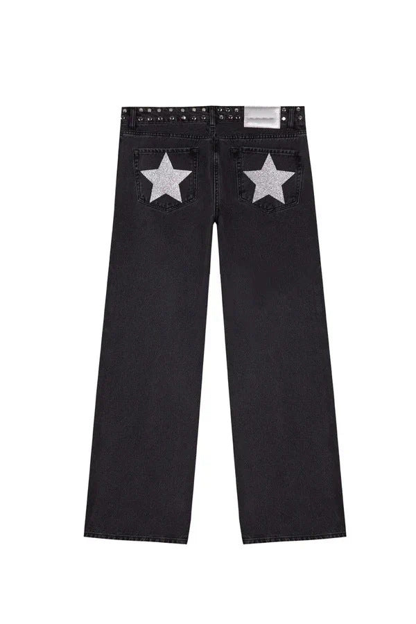 Loose Straight-leg Jeans With A Trendy Star Design For Women