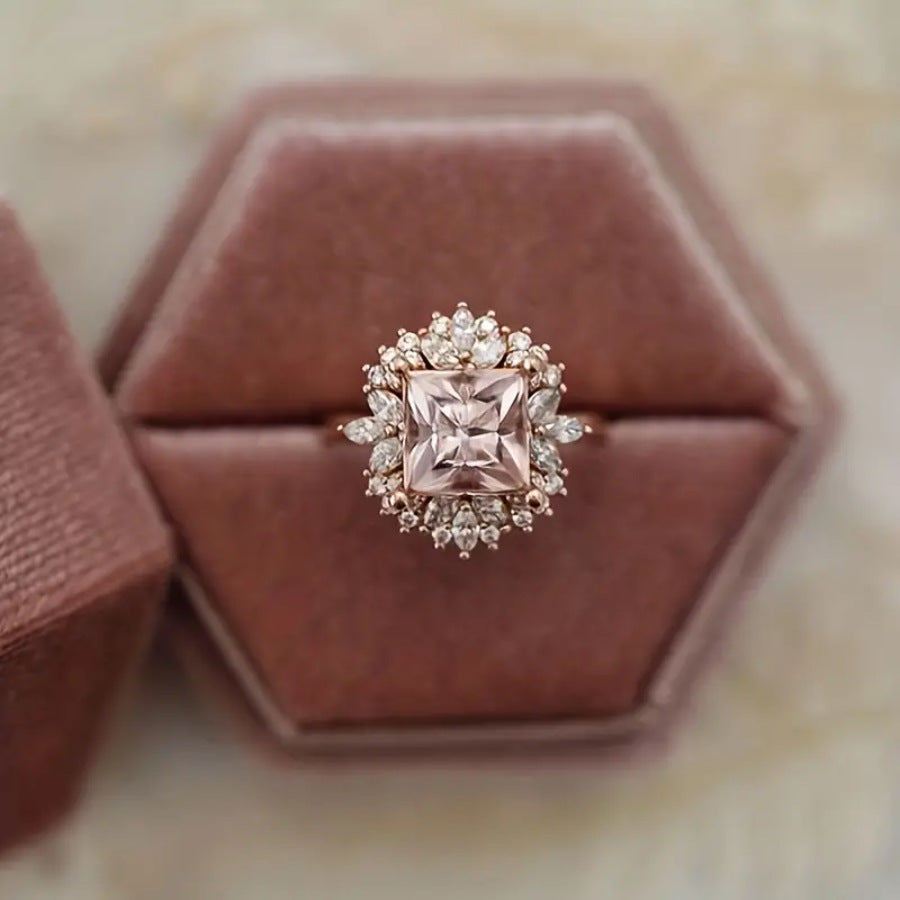 Simple Personalized Rose Gold Zircon Womens Ring