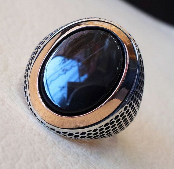 He Cheng Simple And Elegant Carved Antique Silver Vintage Mens Ring