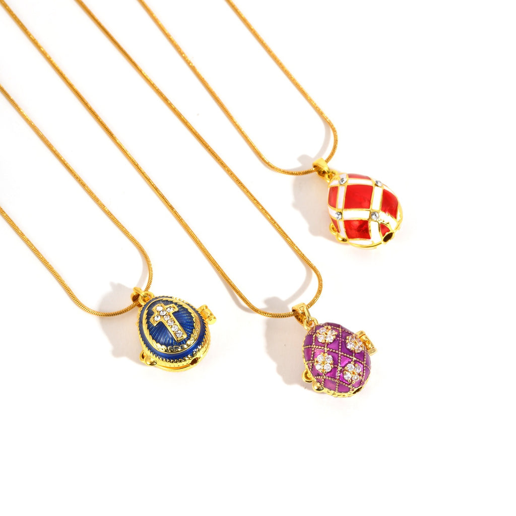 Red And White Easter Egg Openable Pendant For Women