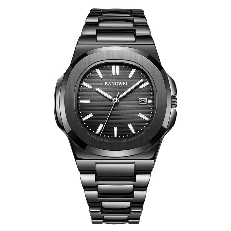 Mens Stylish Luminous Water-Resistant Watch With A Steel Band