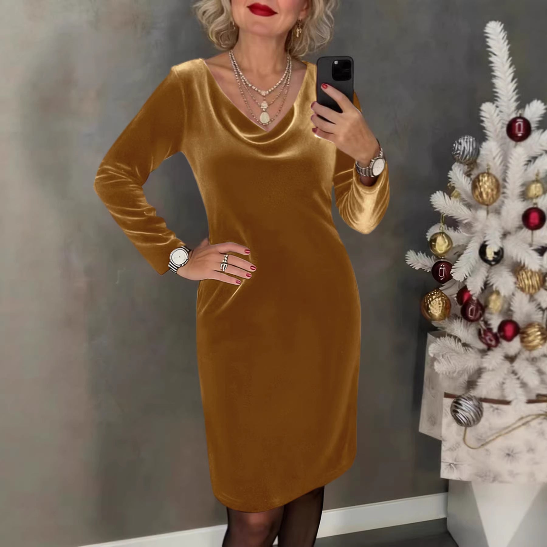 Stylish Minimalist Slim Fit Womens Long Sleeve Dress