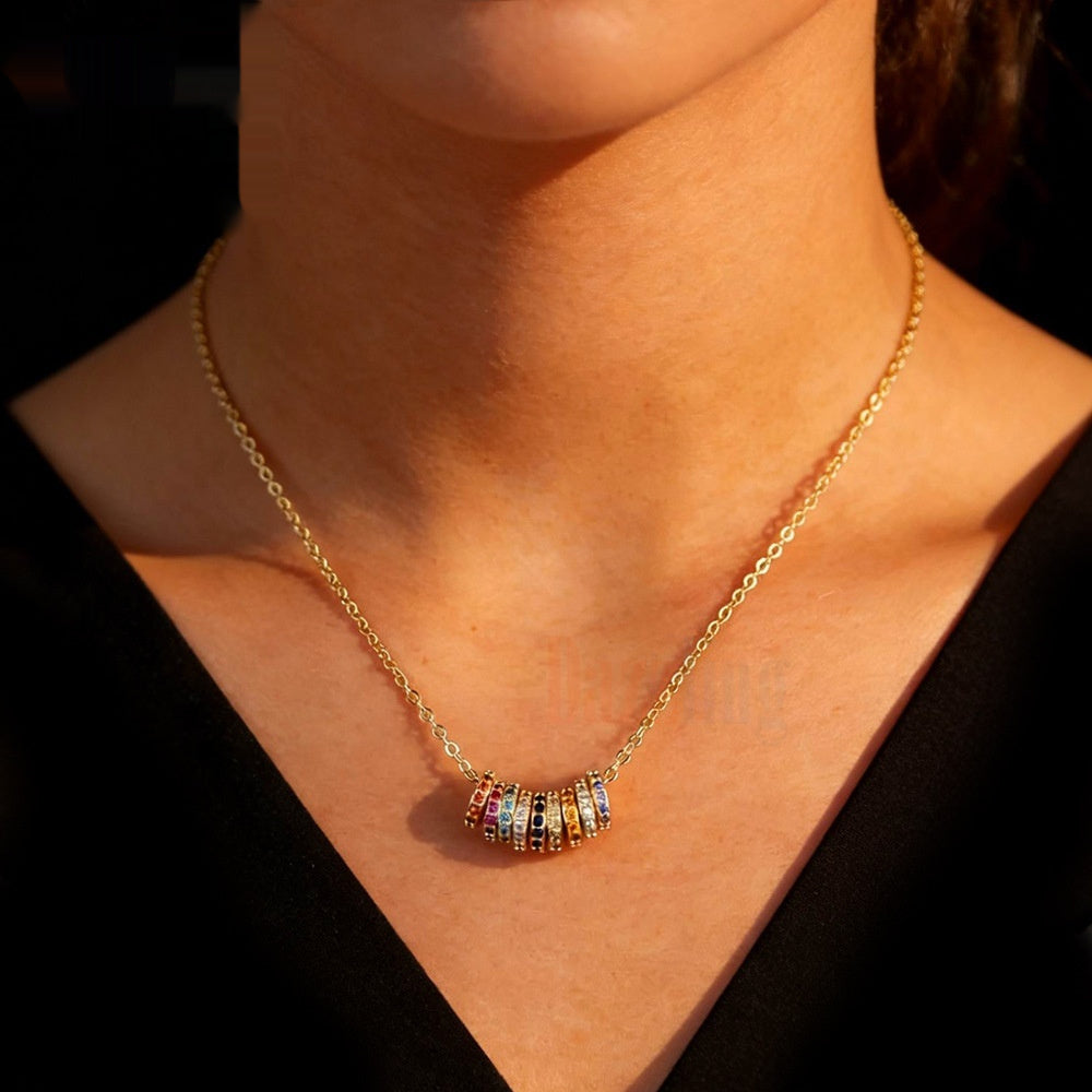 Rare Designer-style Color-ring Zircon Pendant Necklace