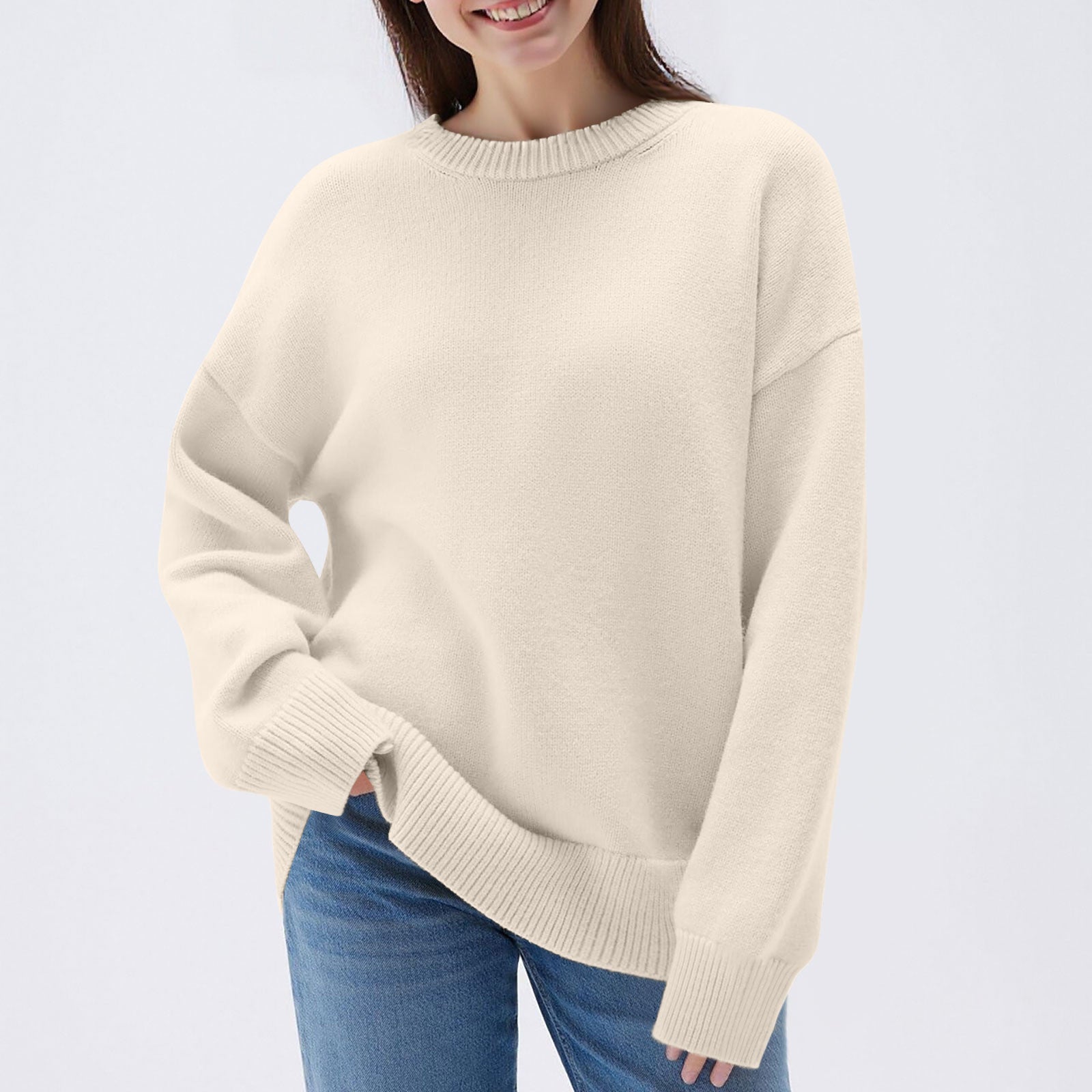 Women's Loose Casual Round Neck Long Sleeved Sweatshirt