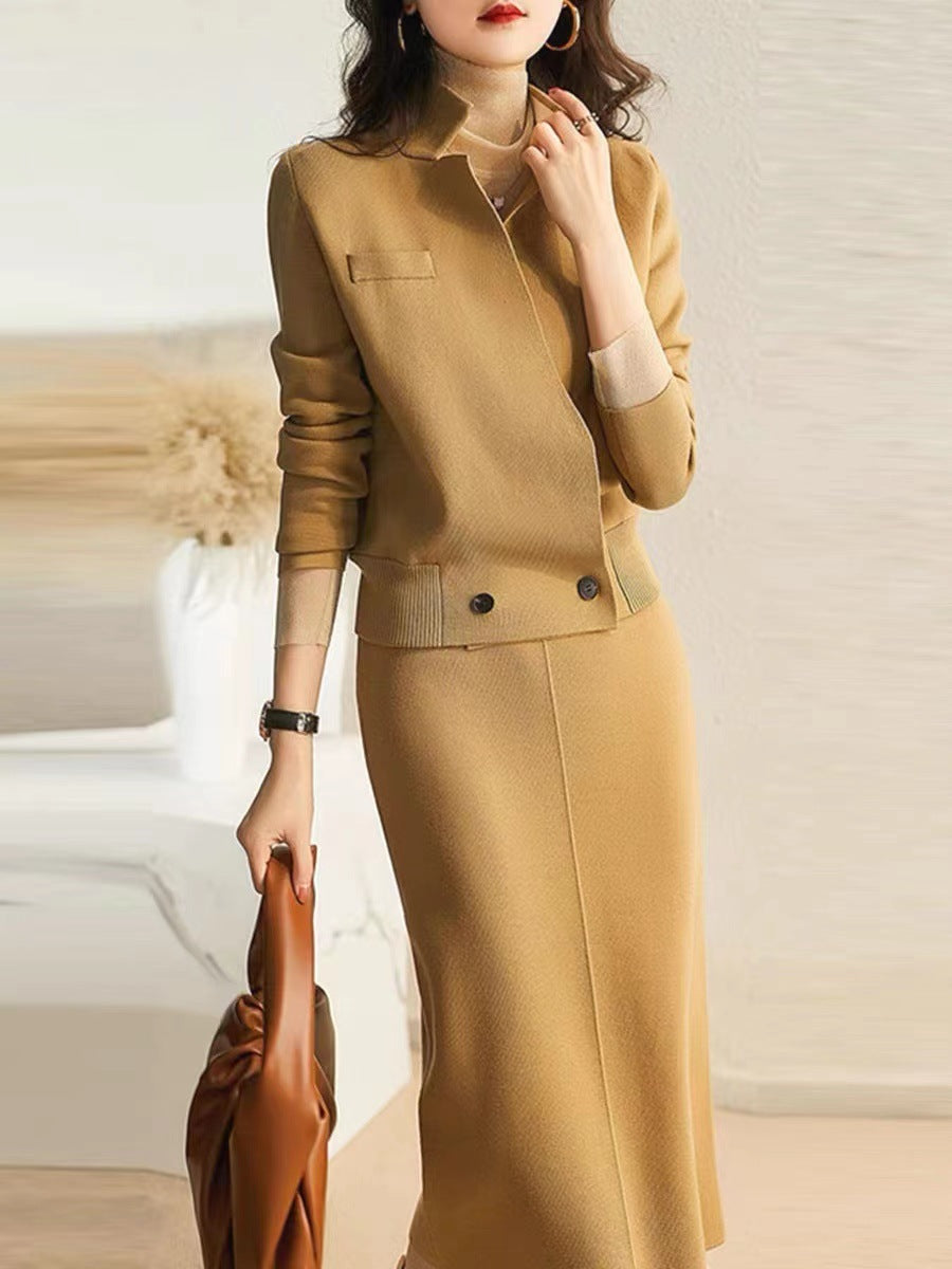 Womens Fashionable Casual Knitted Sweater Set