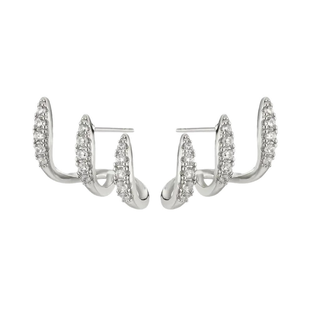 Fashionable Geometric Earrings With Three-Prong Zircon Studs For Women