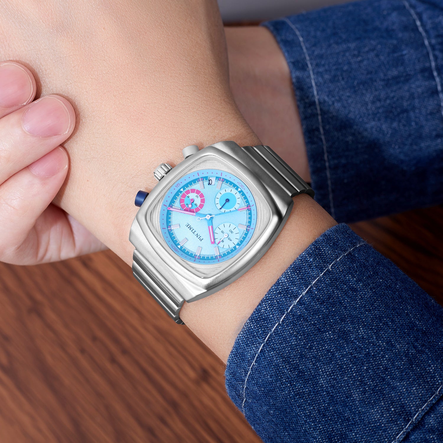 Mens Square Watch Multifunctional Six-hand Quartz Timepiece