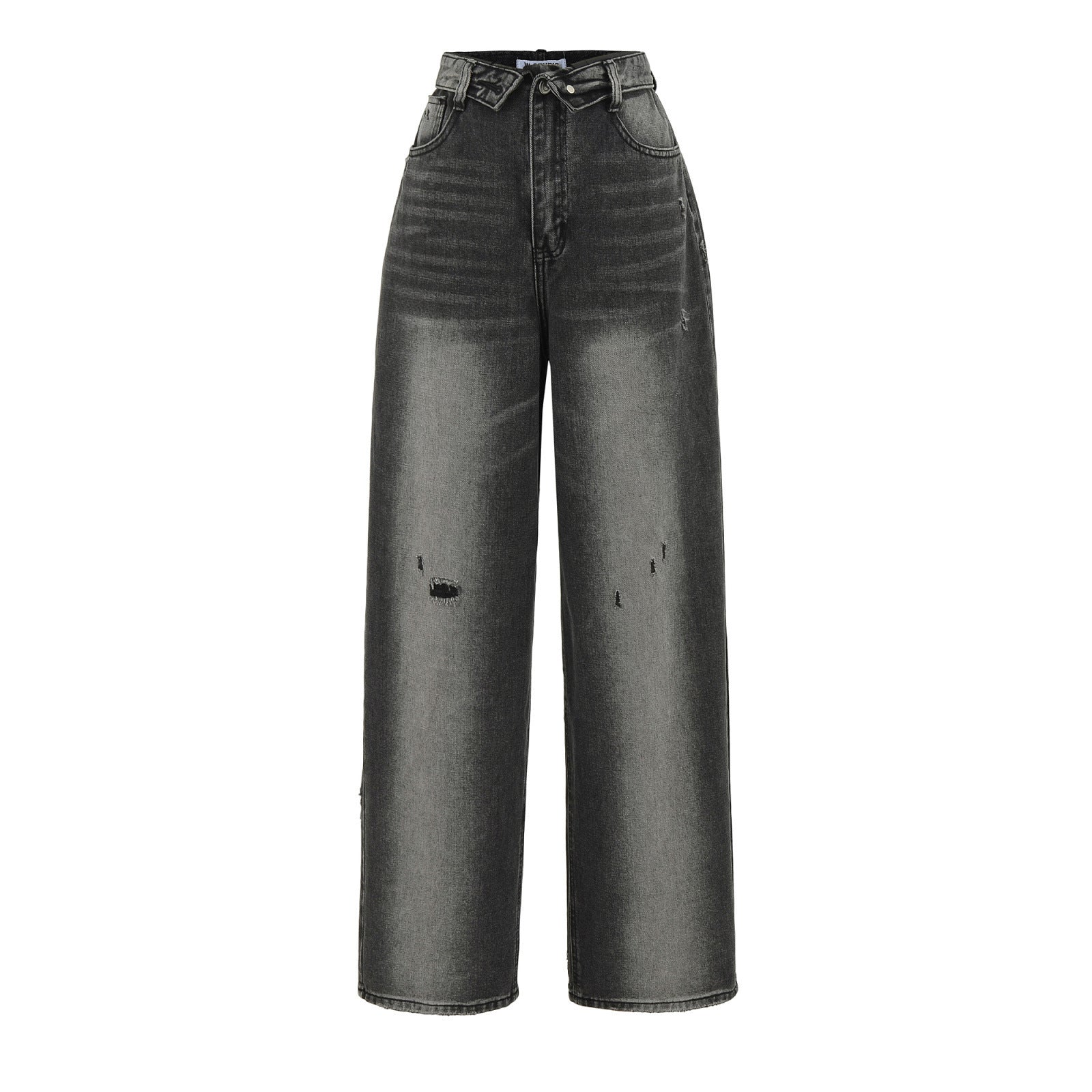 Niche High-waisted Wide-leg Pants With A Curled Hem For Women