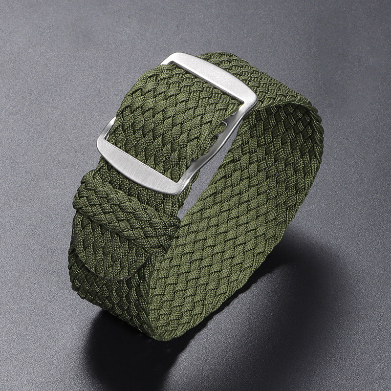 Woven Nylon Watchband Pieces Over Canvas Watch Strap