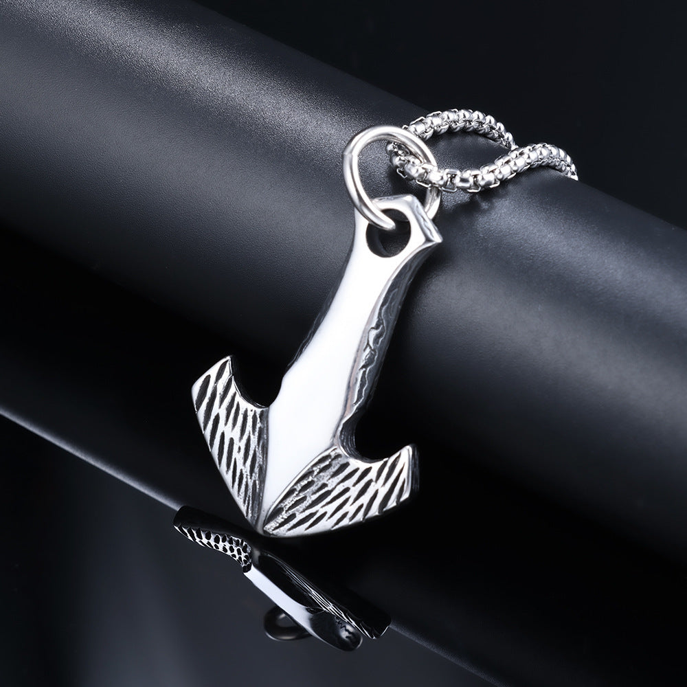 Retro-style Minimalist Anchor-shaped Titanium Steel Pendant Retro And Minimalist