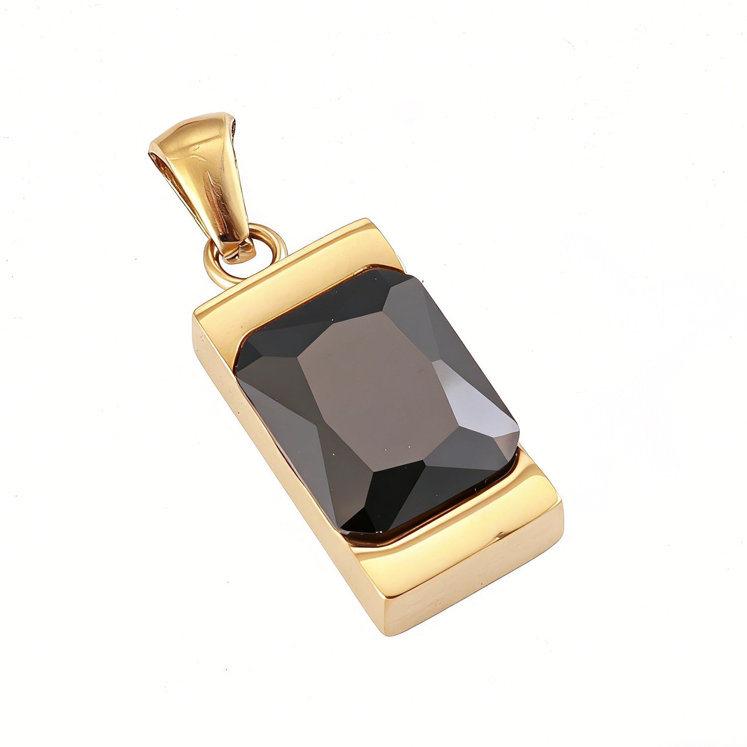 Simple Geometric Rectangular Gemstone Stainless Steel Pendant