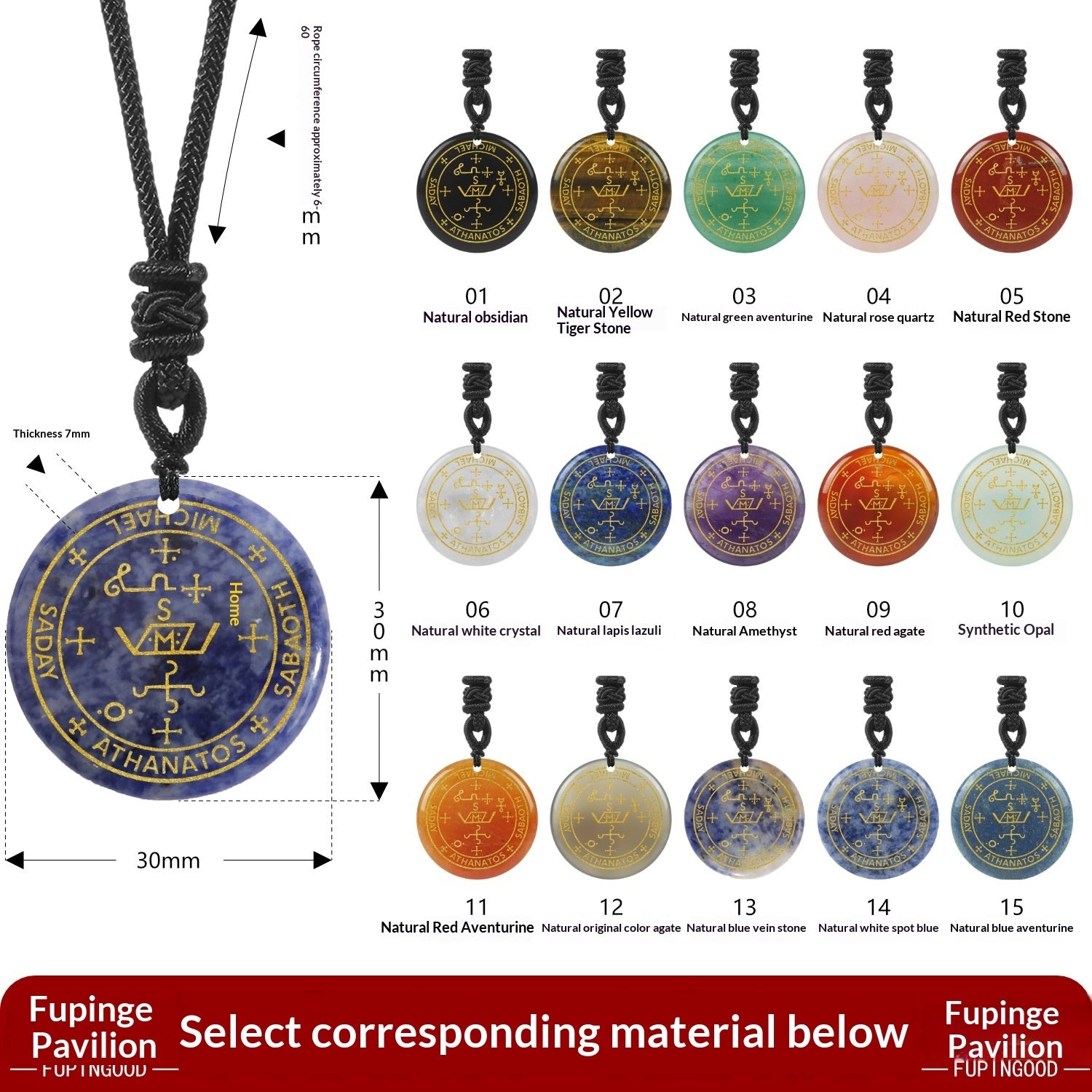 Seven Archangels Natural Crystal Pendant In BlackA Stylish, Fashion-Forward Design