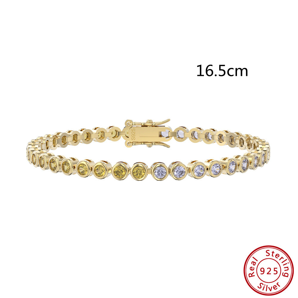 S925 Sterling Silver Two-tone Zircon Fashion All-match Bracelet