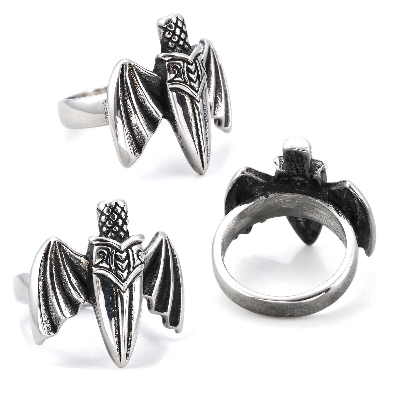 Creative Bat Wing Sword Titanium Steel Ring