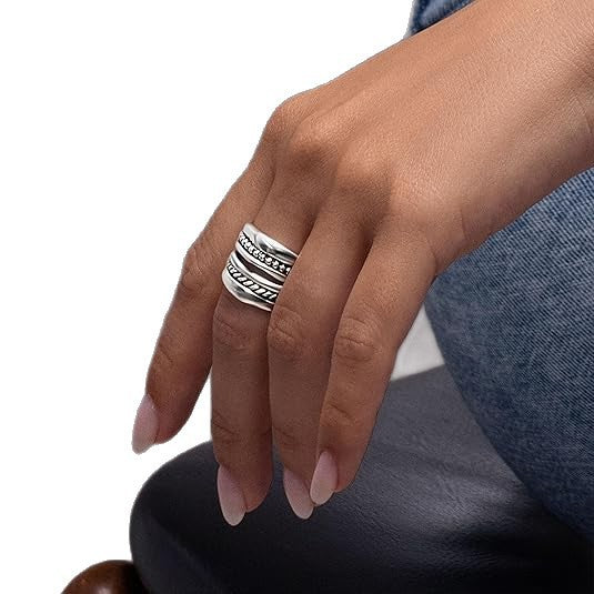 Mens Retro Edgy Trendy Plain Ring With An Irregular Design